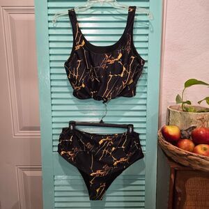 Black and Gold Women's Swimwear Set